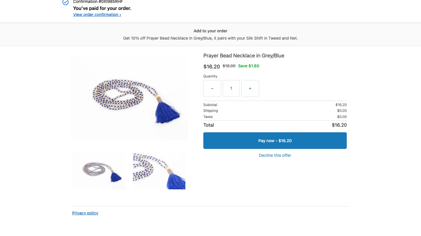 Post-purchase: A one-click offer after payment, with no new checkout.